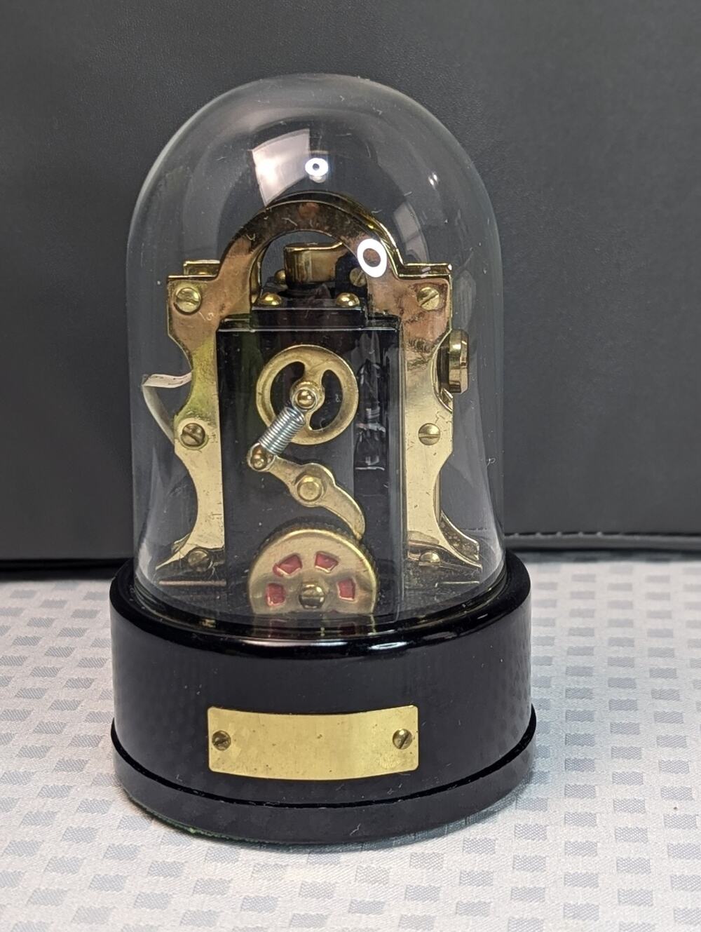 Vintage Edison Stock Ticker Tape Lighter with Glass Dome and Name Plate